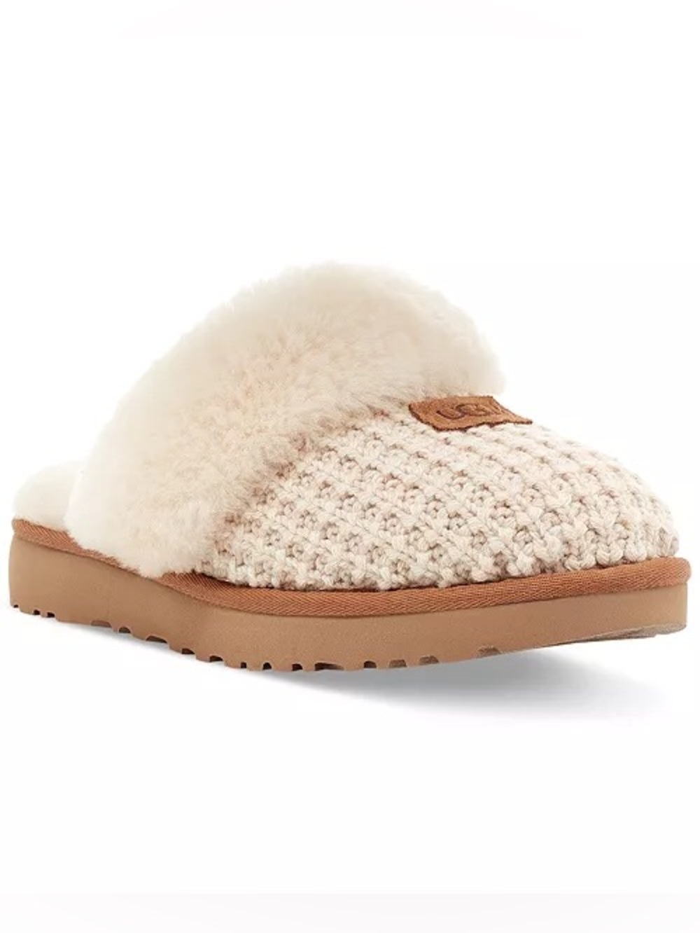 Ugg Cozy Sweater Knit Indoor Outdoor Slippers in Cream. Size 7.